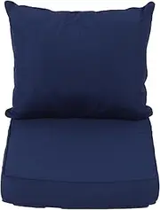 Thickened PP Cotton Outdoor Cushions Set with Water Proof Polyester for Garden Patio, Beach, and Office Seating Replacement (Navy Blue)