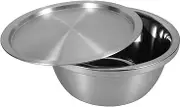 PEPLAYTAL Stainless Steel Vegetable Basin with Lid Medium Mixing Bowl for Kitchen Washing Rinsing Draining Bowl for Pasta Fruits Vegetables Seafood