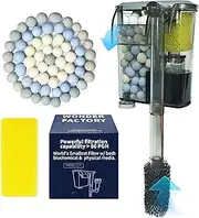 Ultra-Quiet 80 GPH Fish Tank Filter, Hang-On Back Aquarium Filter with Biochemical and Mechanical Filtration for 5 Gallon Aquariums, Powerful Water Pump for Freshwater and Saltwater Tanks