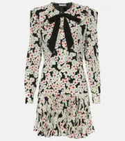 [Alessandra Rich] Alessandra Rich Floral bow-detail silk minidress AU 4 multicoloured