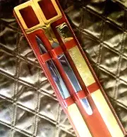 Antique German Desk Set Unused "Solingen Lerche" 22K Gold-Plated&Polished Steel