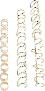 [Generic] Beard Beads Cuffs Clip, Non Piercing Ear Cuff Lightweight for Weddings (Gold)