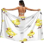 [RPLIFE] Yellow Ducks White Swimsuit Sarong, Summer Long Sarong Wraps for Women, Large, Yellow Ducks White, Large