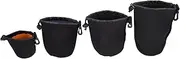 POPETPOP 4Pcs Camera Lens Pouch Versatile Lens Case for DSLR and Mirrorless Cameras Shock and Easy for Photographers The Go