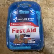 *NEW* Mini Clear Blue Plastic 30-Piece On The Go First Aid Kit Exp 07/2026