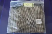 Longaberger Khaki Check Sort & Store Paper Bin Basket with Metal Tab Liner