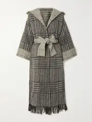 [NET-A-PORTER For The King’s Foundation] NET-A-PORTER For The King's Foundation - + Net Sustain Belted Checked Wool Coat - Gray - large large Gray