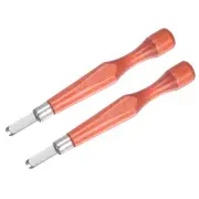 7mm High Speed Steel Big Flat Round Blade Red Wood Handle Carving Knife 2pcs