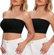 [Joyshaper] Strapless Bras for Women Seamless Bandeau Bralette Tube Top 2 Packs