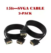 2-Pack- 15ft SVGA Male/Male Cable -PC Monitor Projector HDTV - High-Quality Cord