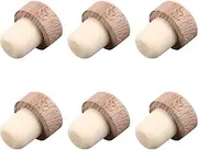 PRETYZOOM Wood Wine Bottle Stoppers 6PCS 29mm T Shaped Cork Plugs Reusable Bottle Sealing Plug for Wine Beer Glass Bottles Party DIY Craft