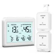 Fridge Thermometer, 3.7in HD LCD Screen Refrigerator Thermometer with Alarm, ...