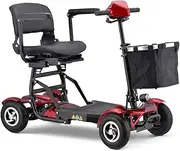 2025 Compact Folding Mobility Scooter with 24V Lithium Battery, 150KG Capacity, 35KM Range, Lightweight and Portable with Safety Features (RED)