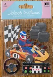 RARE Jolees GO CARTS Racing SPJB456 tires checkered flag Tree Start 3D Stickers