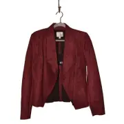 KUT FROM THE KLOTH NEW $89 Carina Faux Suede Drape Moto Jacket Wine Medium