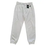 NWT Under Armour Utility Baseball Pant Closed 22 White Tapered Loose Men's Large