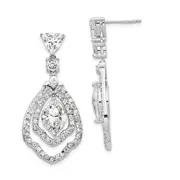 Sterling Silver Cheryl M Rhodium-Plated Brilliant-Cut Cz Fancy Post Dangle Earrings