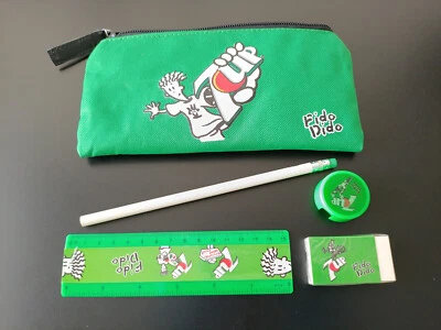 7UP Collectible Fido Dido Pencil Case Set Stationery Pencil Ruler Eraser Unused