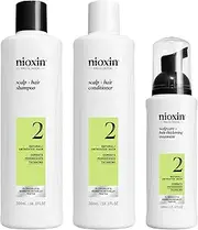 Nioxin System 2 Natural Hair Progressed Thinning Kit for Unisex, 3 Piece 10.1oz Cleanser Shampoo, 10.1 oz Scalp Therapy Conditioner, 3.38oz Scalp and Hair Treatment, 3 count