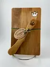 Smorgasplatta Scandanavian Cheese Set Board and Knife Wood Crown Cutout