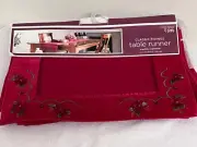 Christmas Table Runner "Classic Tidings" Target '08 NEW Red Embroidery Beaded 18