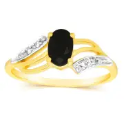 9ct Yellow Gold 0.65 Carat Natural Sapphire & Diamonds Ring, R