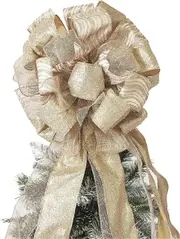 Christmas Tree Topper,13x34 Inches Large Toppers Bow with Streamer Wired Edge for Christmas Decoration (Rose Gold)