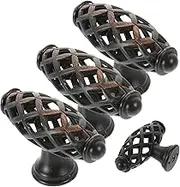 BAZEITFLOW 4pcs Cabinet Handle for Home Kitchen Cabinet Handles Matte Barn Door Vintage Door Handle Door Knob for House Dresser Pot Drawer Handle Birdcage Door Handle Catch Hinges Latch Black