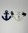 2 Iron Anchor Wall Hook White Blue Coat Towel Holder Nautical Marine Beach Décor