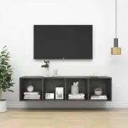 Wall-Mounted Wooden Cabinet TV Storage Unit Shelf Rack Bookcase Bookshelf Grey