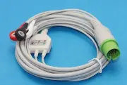 1pcs Spacelabs ECG Cable 3 Leads Shielded Snap AHA Compatible