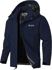 [BOWOXO] Men's Lightweight Waterproof Hooded Rain Jacket Outdoor Raincoat Shell Jacket for Hiking Travel