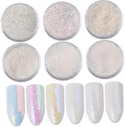Baluue White Bright Nail Sequin Powder for Nail Art Glitter Dust for UV Gel Easy Application Create Fashionable Styles