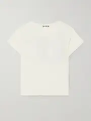 [ÉTERNE] ÉTERNE - Short Sleeve Baby Tee Cropped Cotton And Modal-blend Jersey T-shirt - Ivory - large large Ivory