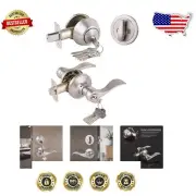 Satin Nickel Keyed-Alike Entry Lever and Deadbolt Set, 6 Pack Security