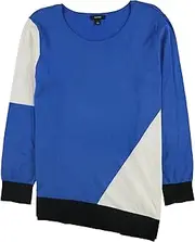 [Alfani] Women Sweater Blue US Medium M Colorblock Asymmetrical Pullover
