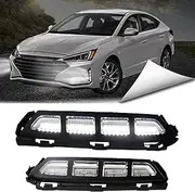 BINQIGOO LED Front Bumper Fog Lights White DRL Daytime Running Lamp Amber Turn Signal Light Assembly Compatible With Hyundai Elantra 2019 2020 Accessories
