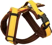 Hakusan Zero Harness, Burden Reduction, Dog Harness, Size Adjustable, Easy to Put On and Take Off, Reflective Material, Lightweight, Breathable, Handle, Nameplate, Small, Brown x Yellow