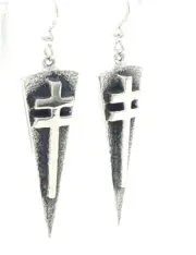Kevin Yazzie Navajo Dragonfly Style Sterling Silver Dangle Earrings Tufa Cast