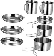 GAROZATION Travel Picnic Cookware Set Camping Utensils Portable Pot Set for Outdoor Activities