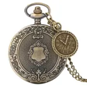 Classical Shield Full Hunter Quartz Movement Pocket Watch Pendant Compass Gadget