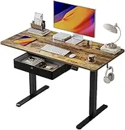 BANTI 48x24 Inches Electric Standing Desk with Drawer, Adjustable Height Sit Stand Desk, Stand Up Home Office Desk, Ergonomic Computer Desk, Rustic Brown