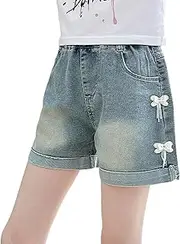 [Generic] Denim Shorts for Grils Fashion Leisure Style Trendy Breathable Soft Fit Casual Comfy Fashion Toddler Trousers