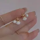 Stylish Women's Accessories Unique Pearlescent Starfish Shell Earrings