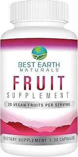 Best Earth Naturals Fruit Supplement - 20 Concentrated Super Food Fruits Per Serving; with Aloe Vera, Cherry, Cranberry, Papaya, Acai, Goji Berry, Pomegranate, and More! Vegan
