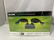 D-Link KVM-221 2-Port USB VGA & Audio External KVM Support Switch Genuine - NEW