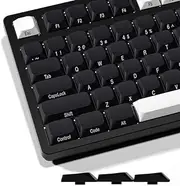 PBT Side Printed Keycaps, Low Profile Keycaps, Black Keycaps Compatiability for 60% 75% 80% 85% 100% MX Switches Mechanical Keyboard