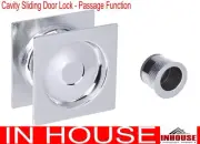 Cavity Sliding door passage set flush pull handle Chrome finger pull inc.