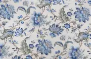 4 Drapes Most Lovely Blue Bell French Jacobean Floral Ivory Linen CUSTOM WORK OK