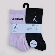 NIKE JORDAN Girls Socks Crew Jumpman Basketball Cushioned 6 Pair Shoe 5Y-7Y